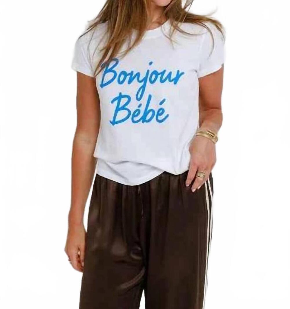NEW SUNNY SOMEWHERE bonjour bebe femme crewneck tee in white